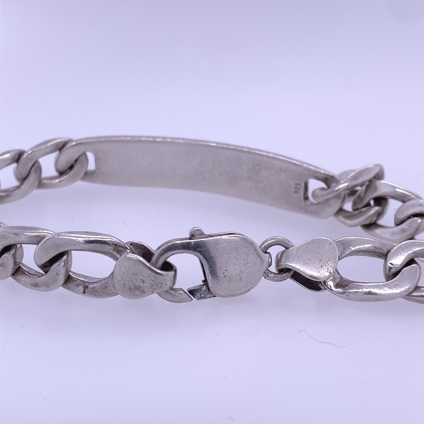 925 Sterling Silver Curb Link ID Bracelet