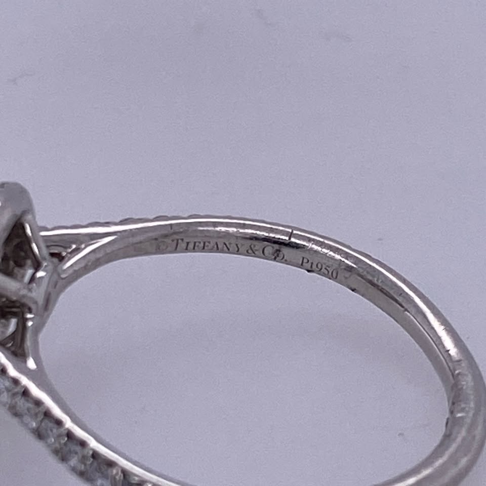 Tiffany & Co Soleste Platinum Round Diamond Double Halo Engagement Ring