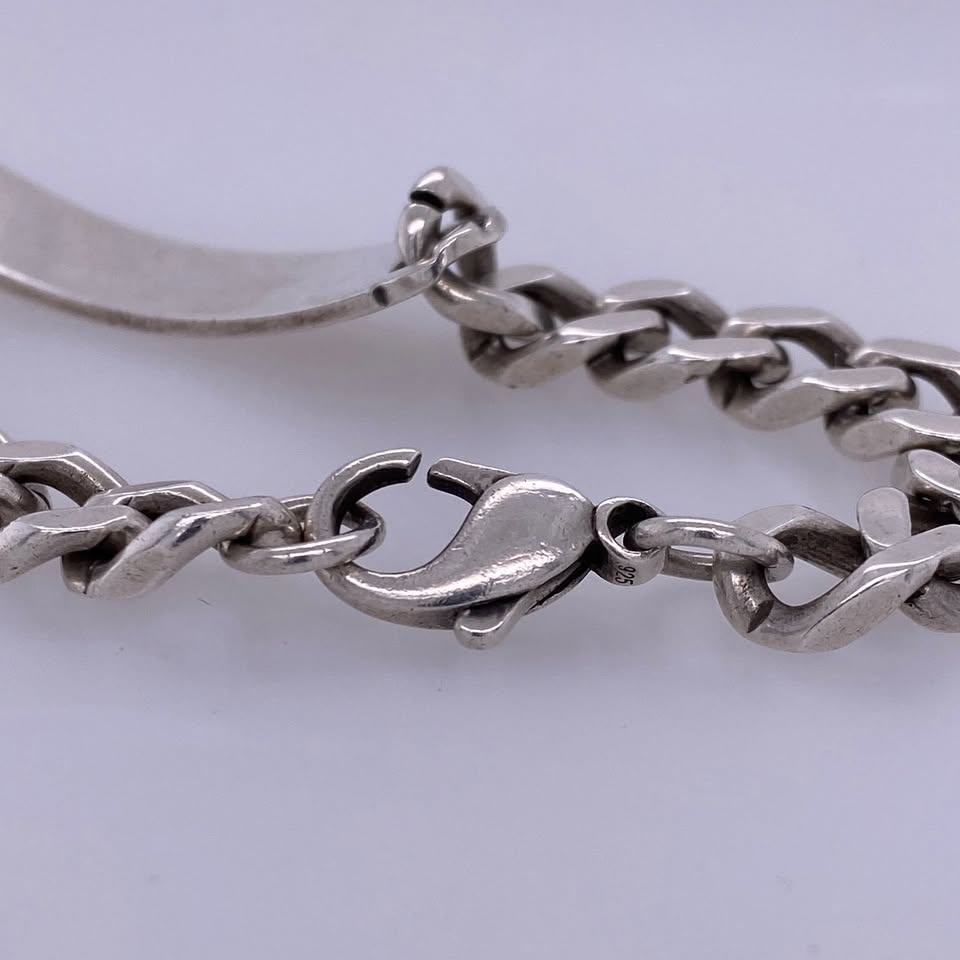 925 Sterling Silver Cuban Link ID Bracelet