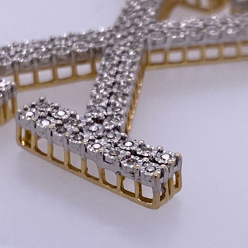 10k Yellow Gold Diamond "X" Pendant