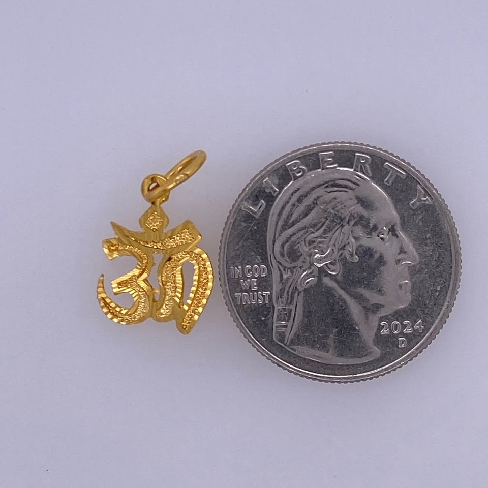 22k Yellow Gold "OM" Charm