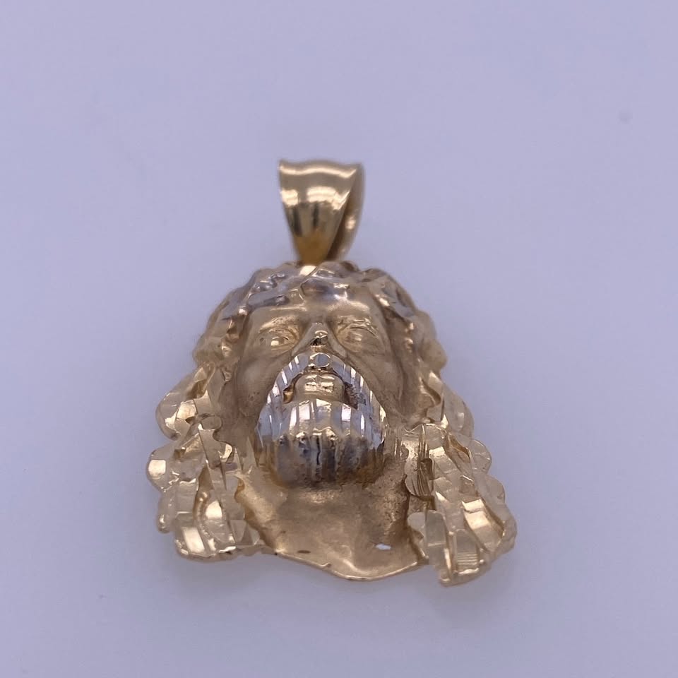 14k Yellow Gold Jesus Head Pendant