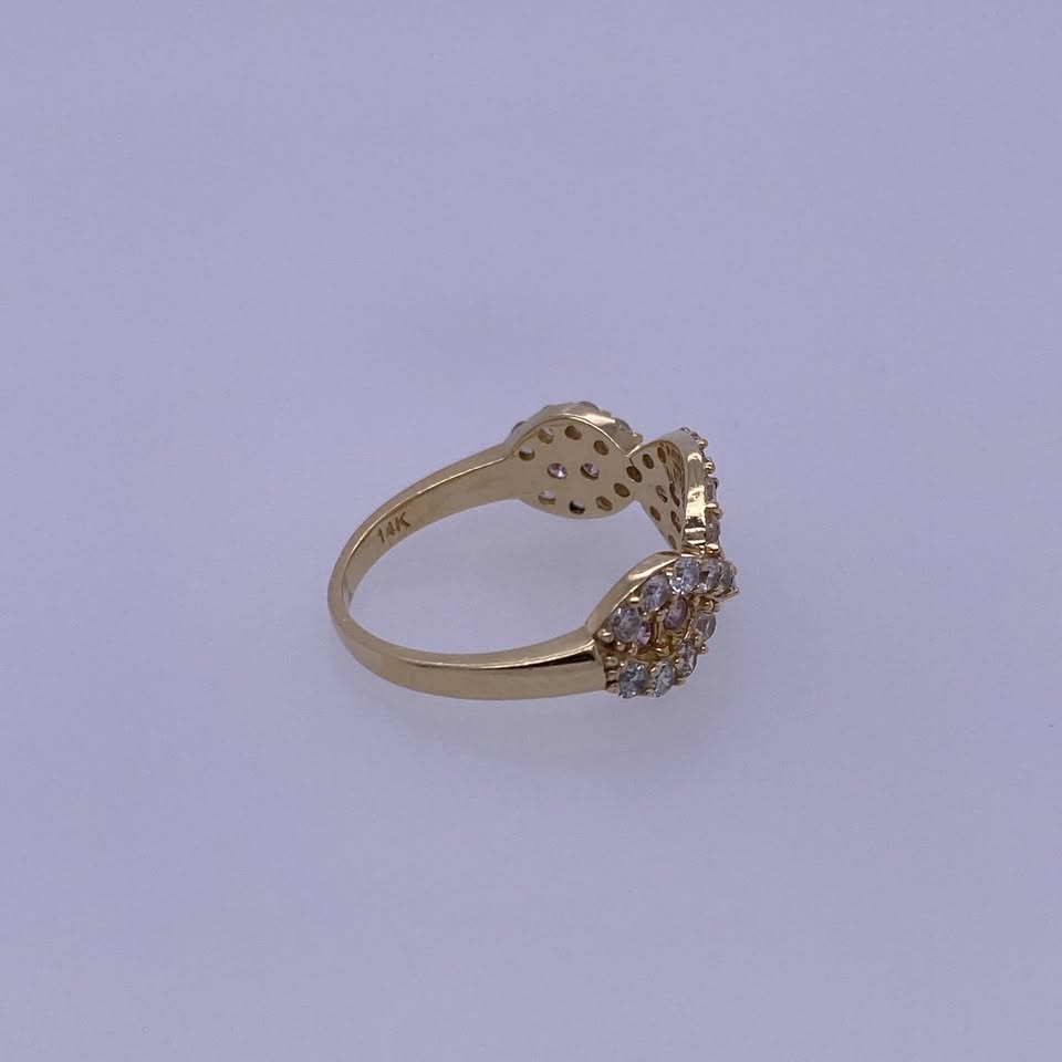 14K Yellow Gold Ring With Pink And Yellow CZ's