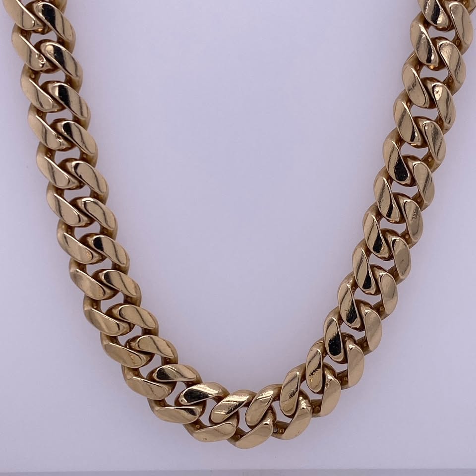 14k Yellow Gold Cuban Chain (Apx 13Karats Of Diamonds)