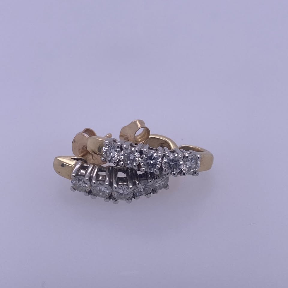 14k Yellow Gold Half-Hoop Diamond Earrings