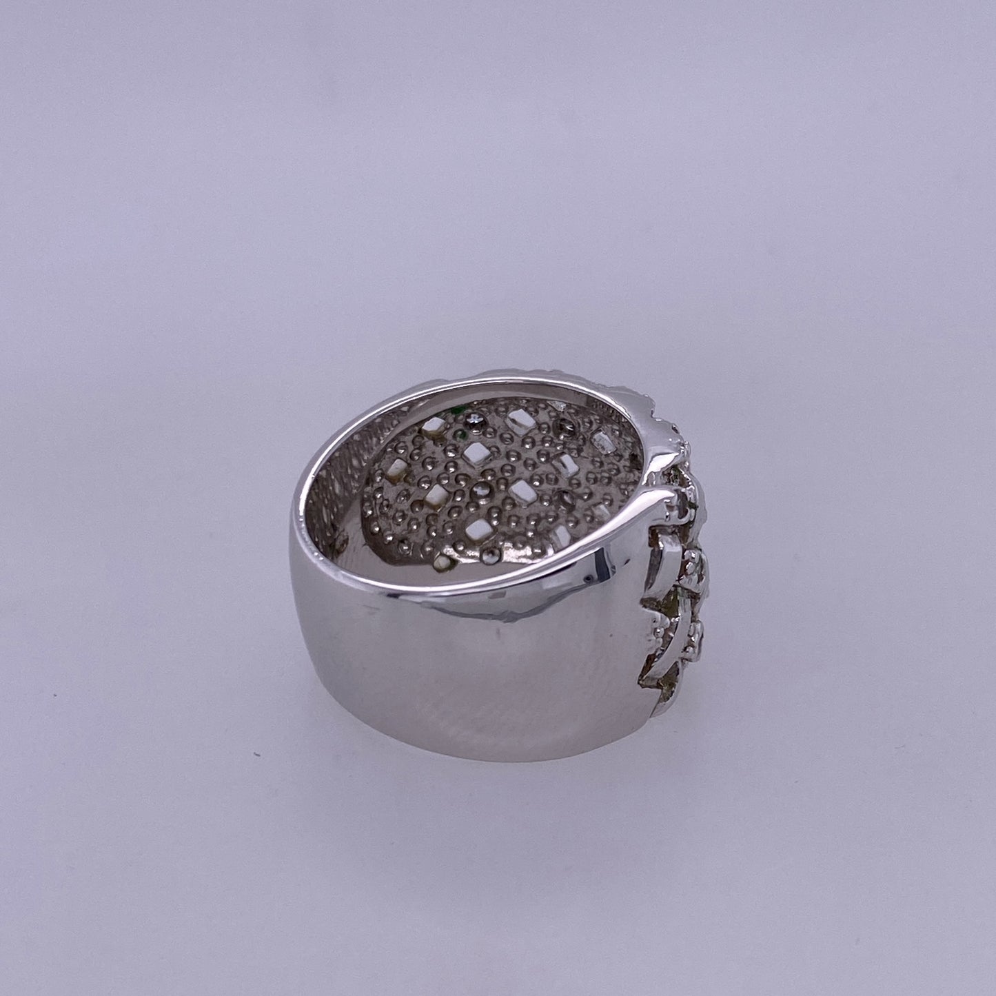 925 Sterling Silver Woven Band With CZ Stones