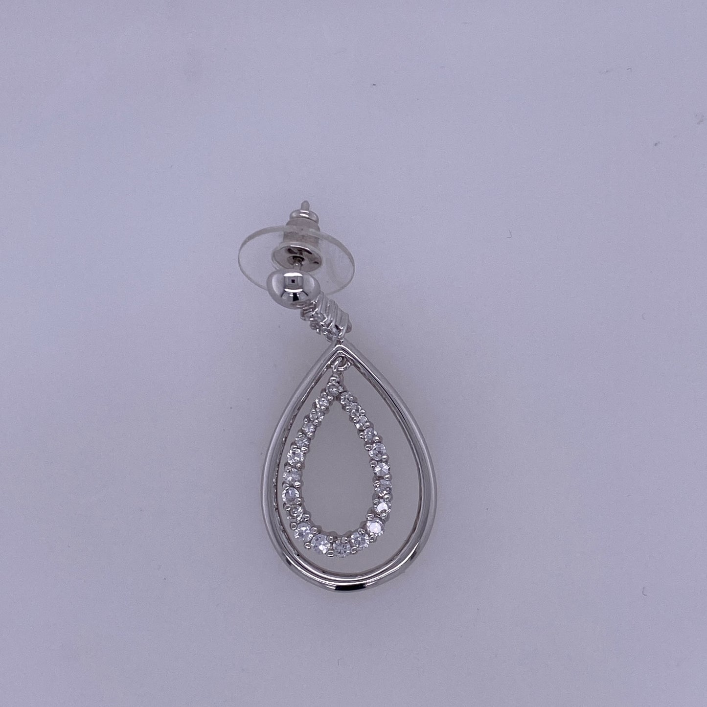 925 Sterling Silver SINGLE Dangle Earring With CZ Stones