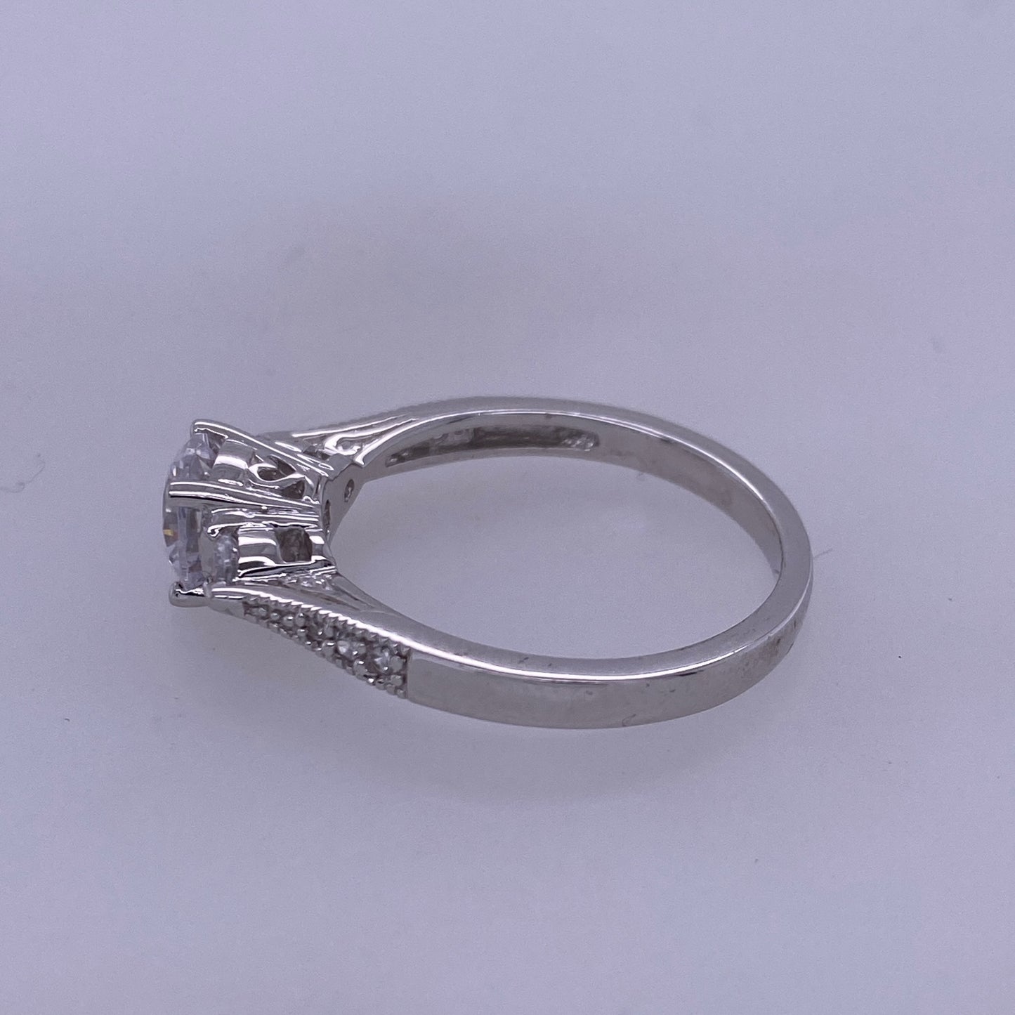 925 Sterling Silver Engagement Ring With Round CZ Stone