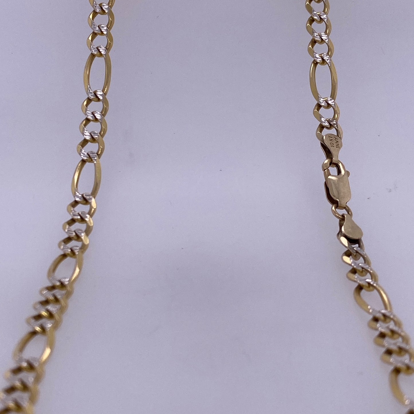 10K Yellow Gold Diamond Cut Figaro Necklace