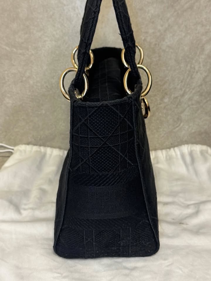 Christian Dior Lady D-Lite Bag Cannage Embroidered Canvas Medium