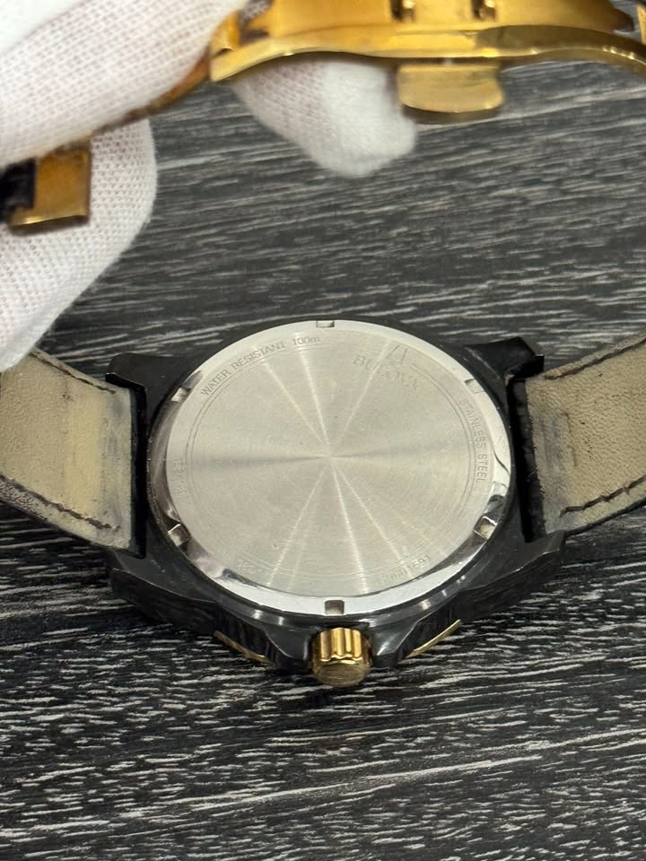 Bulova Marine Star Mens Diamond Accent Black Stainless Steel Watch