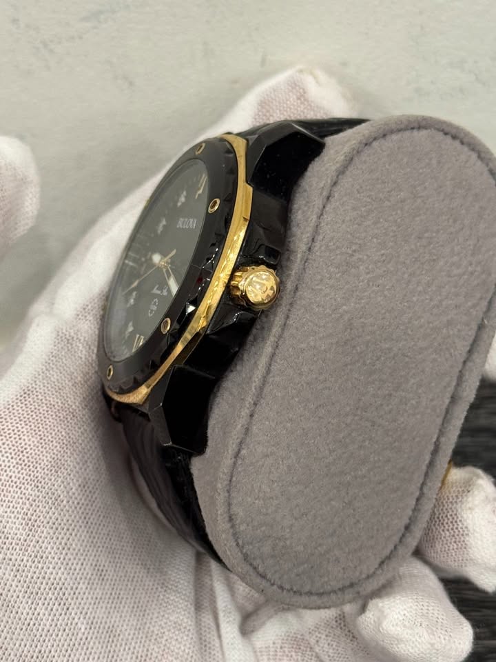 Bulova Marine Star Mens Diamond Accent Black Stainless Steel Watch