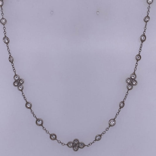 950 Platinum Rolo Link Diamond Necklace