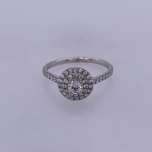 Tiffany & Co Soleste Platinum Round Diamond Double Halo Engagement Ring