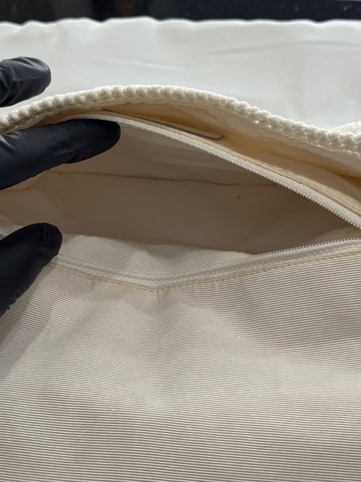 Chanel Ivory Crochet Knit Silver-Tone Classic Shoulder Bag