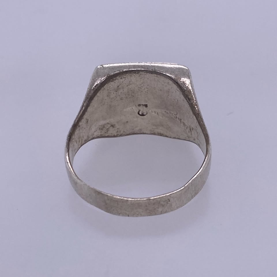 925 Sterling Silver Square Cut Black Stone Ring
