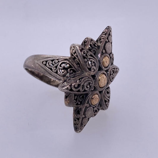 925 Sterling Silver / 18k Yellow Gold Custom Star Style Ring