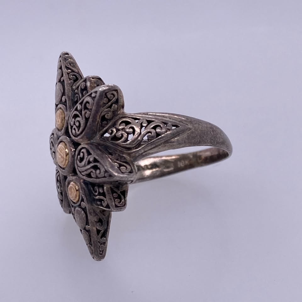 925 Sterling Silver / 18k Yellow Gold Custom Star Style Ring