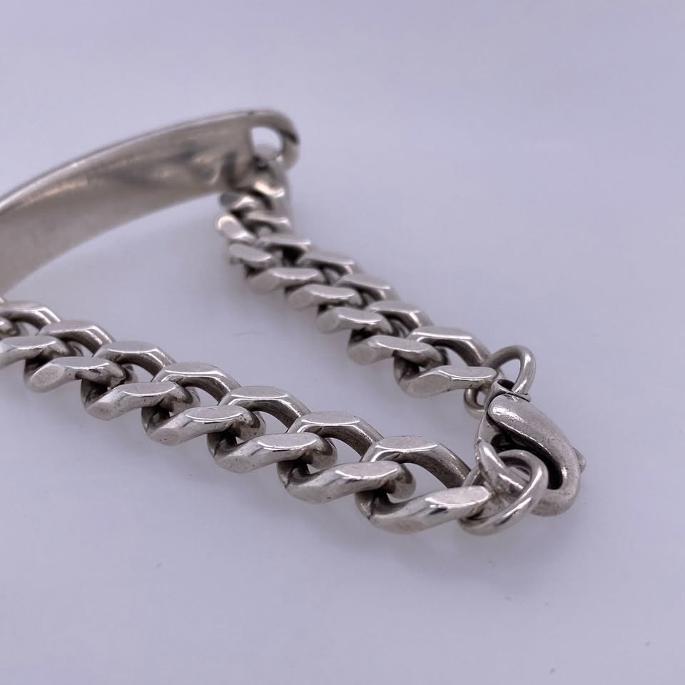 925 Sterling Silver Cuban Link ID Bracelet