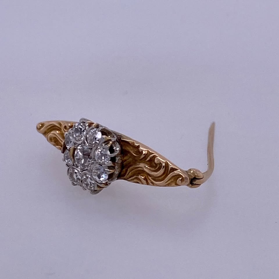 14k Yellow Gold 0.60 TCW Diamond Antique Style Pin