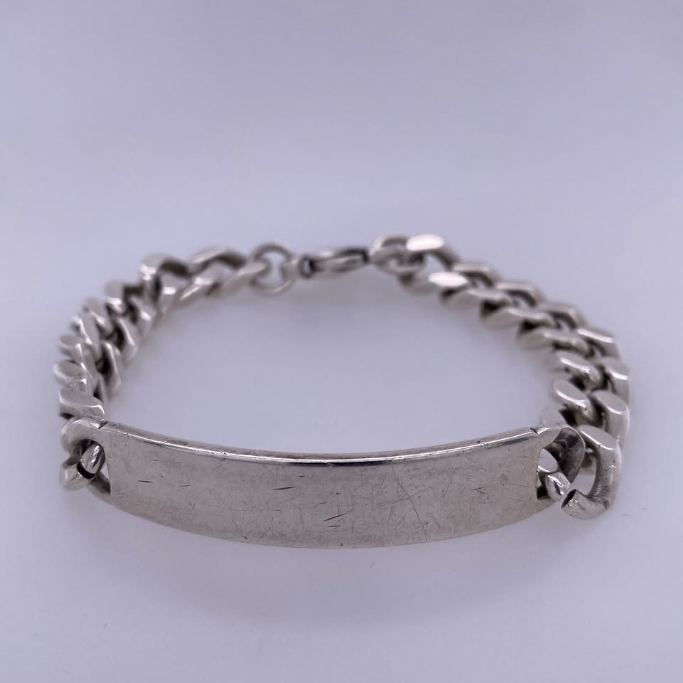 925 Sterling Silver Cuban Link ID Bracelet