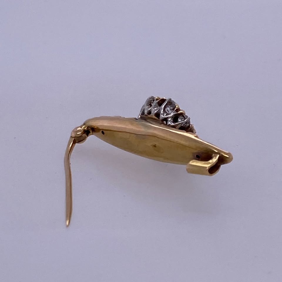 14k Yellow Gold 0.60 TCW Diamond Antique Style Pin