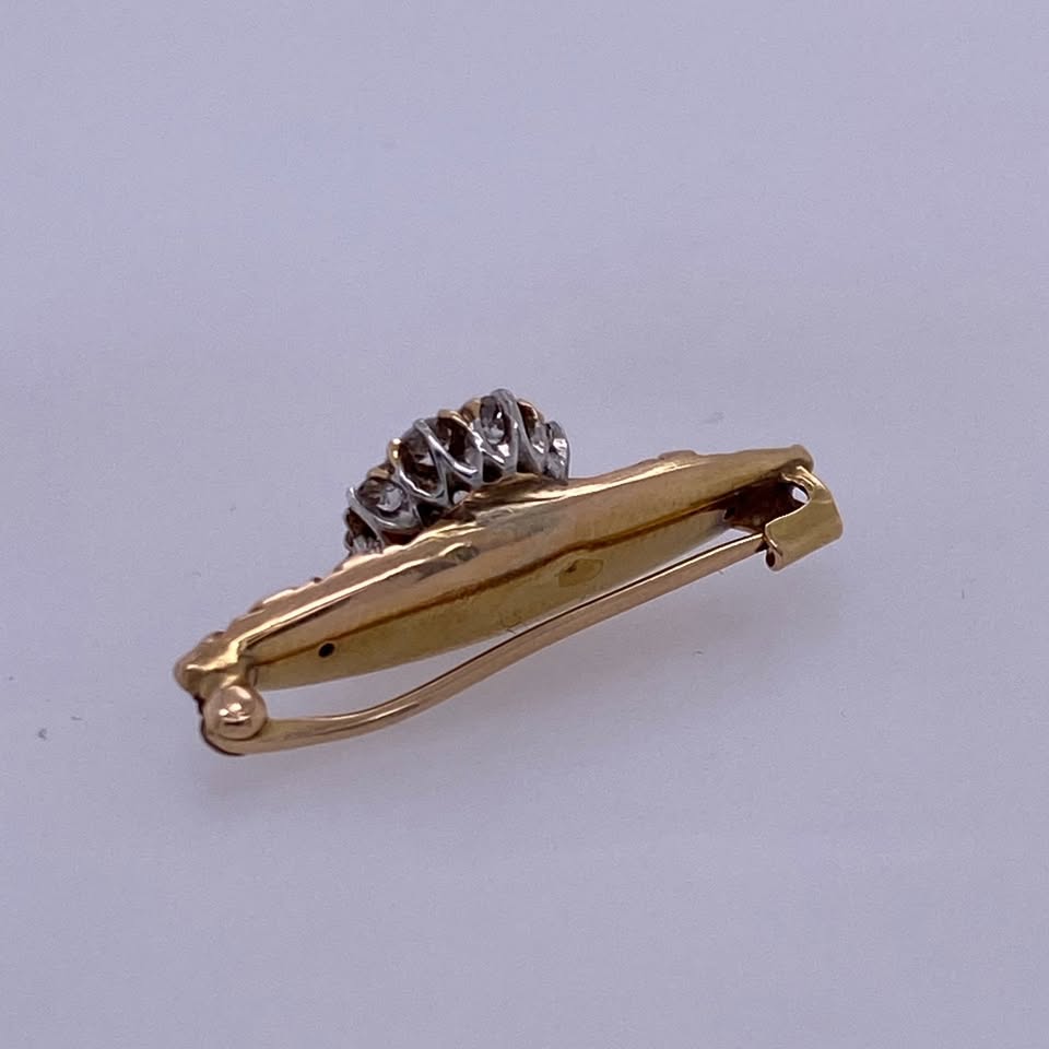 14k Yellow Gold 0.60 TCW Diamond Antique Style Pin