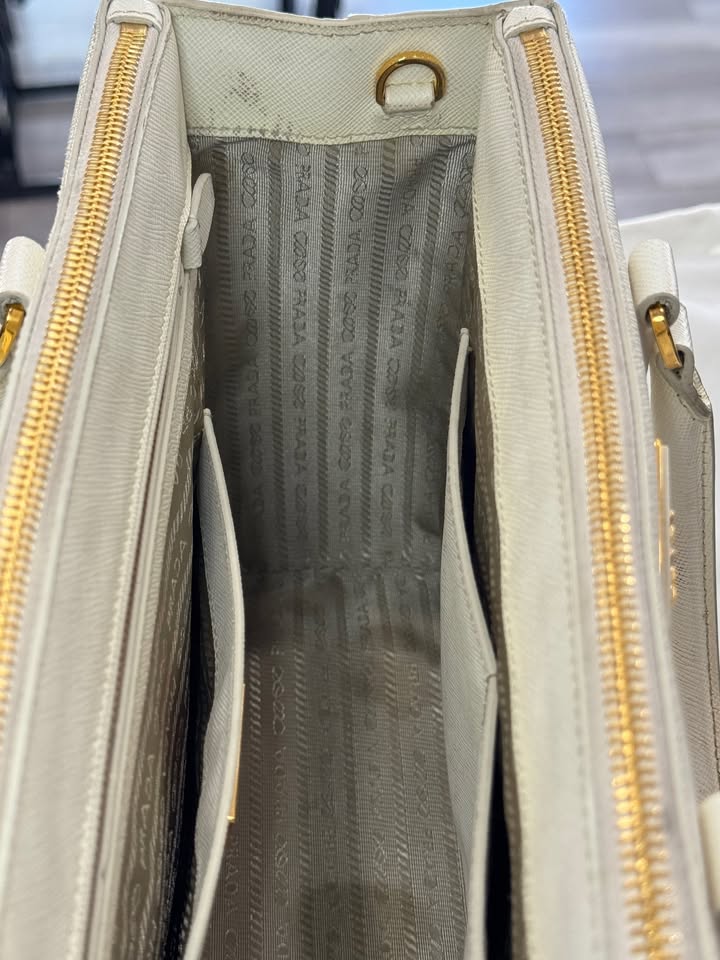 Prada White Galleria Saffiano Leather Tote Bag