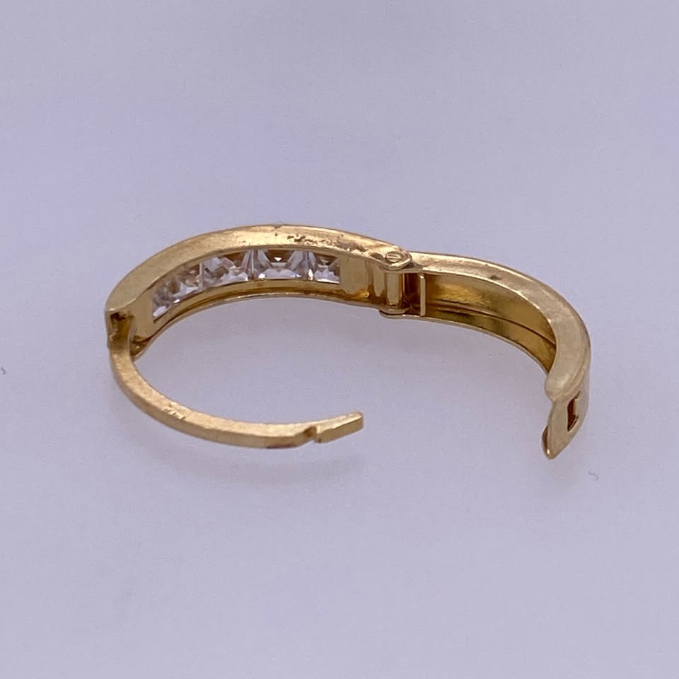 14k Yellow Gold Clear Colored Mini Single Hoop Earring