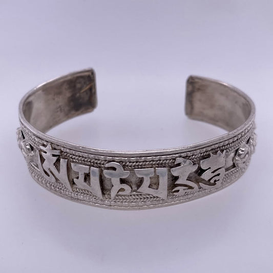 925 Sterling Silver Tibetan Bangle Bracelet