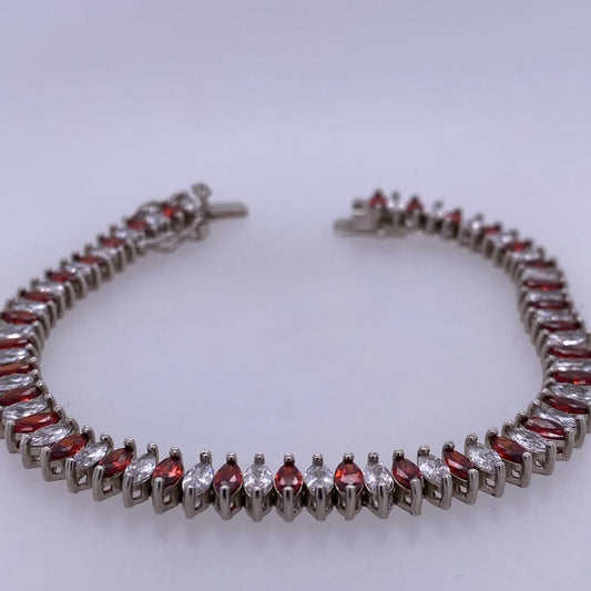 925 Sterling Silver Marquise Cut CZ Stone's Tennis Bracelet