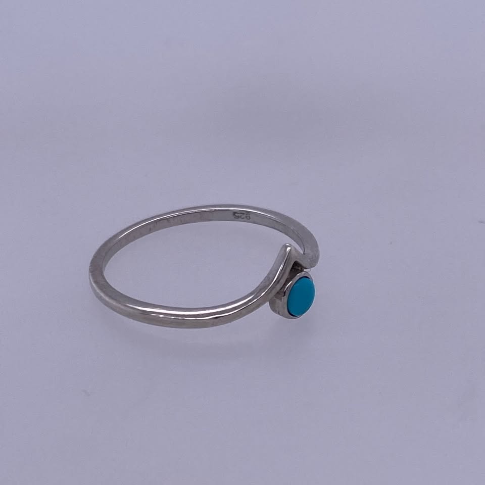 925 Sterling Silver Tiffany Blue Round Stone Ring