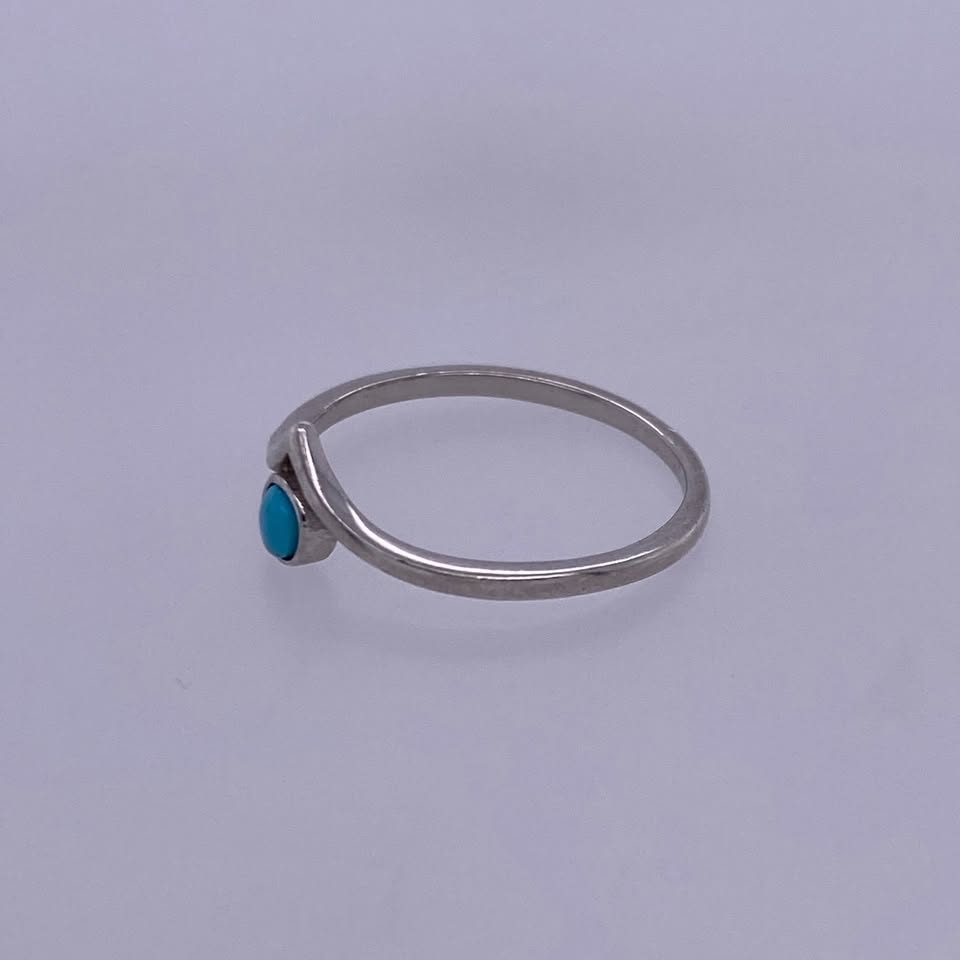 925 Sterling Silver Tiffany Blue Round Stone Ring