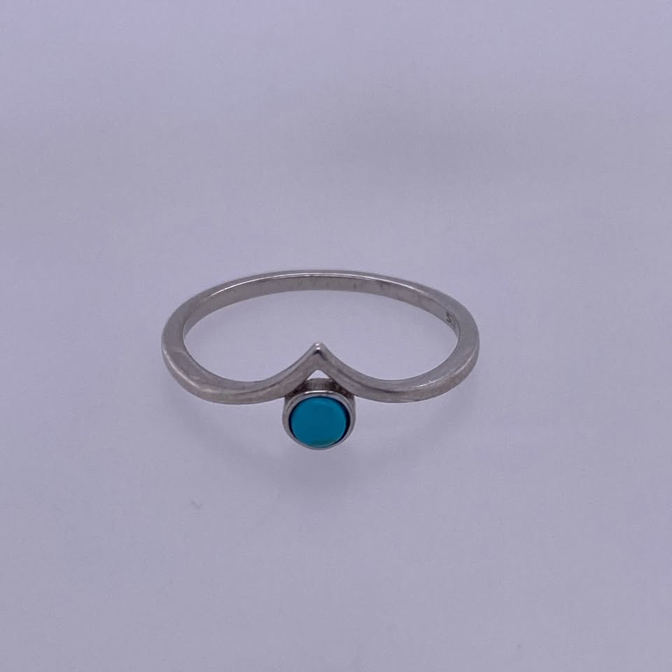 925 Sterling Silver Tiffany Blue Round Stone Ring