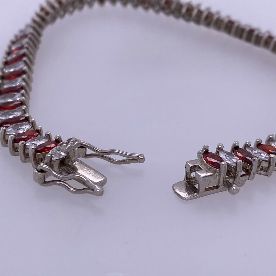 925 Sterling Silver Marquise Cut CZ Stone's Tennis Bracelet