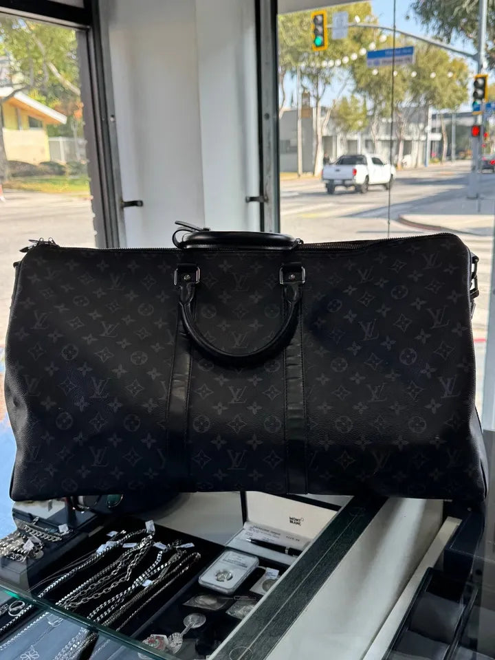 Louis Vuitton M40605 Keepall Bandoulière 55 Black Duffle Bag