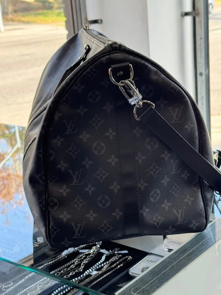 Louis Vuitton M40605 Keepall Bandoulière 55 Black Duffle Bag