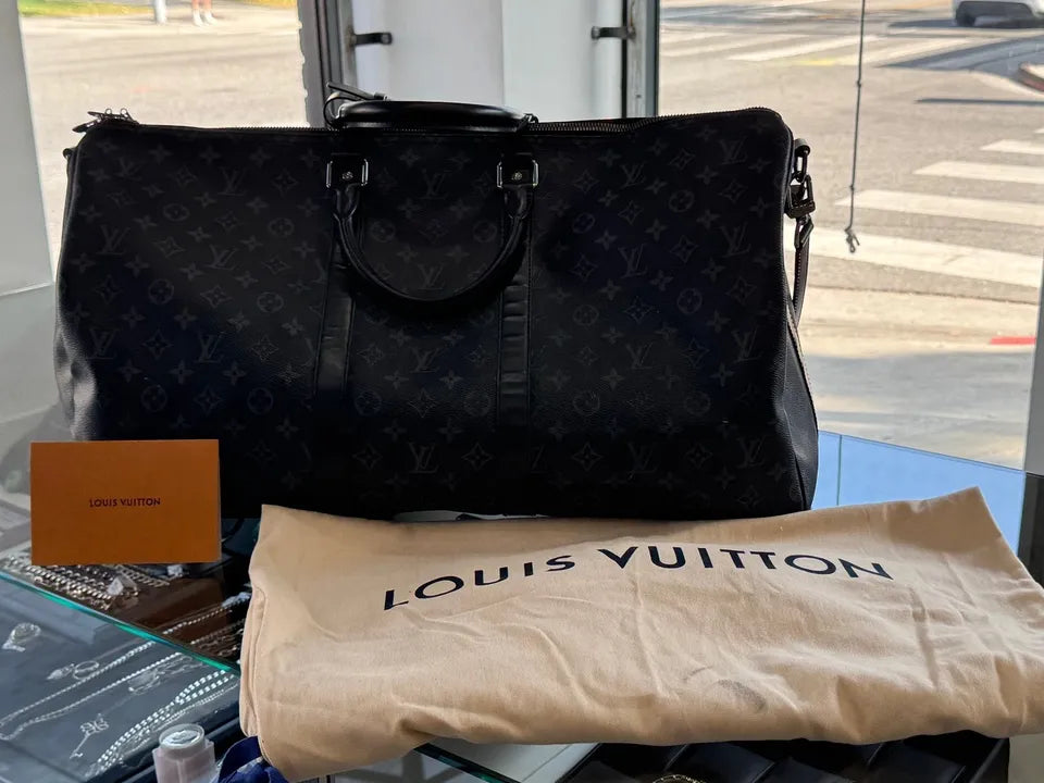 Louis Vuitton M40605 Keepall Bandoulière 55 Black Duffle Bag