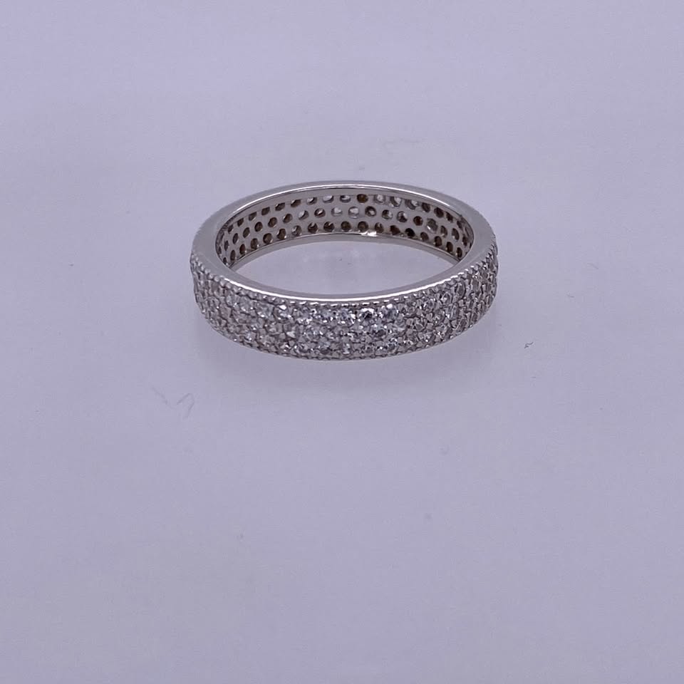 925 Sterling Silver CZ Stone Band