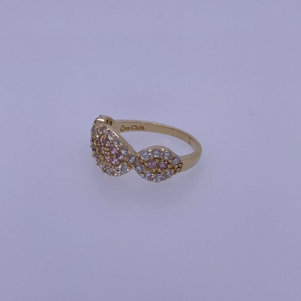 14K Yellow Gold Ring With Pink And Yellow CZ's