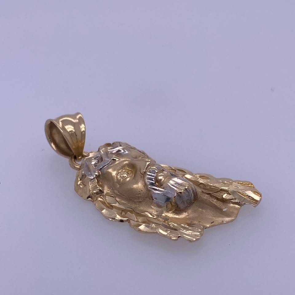 14k Yellow Gold Jesus Head Pendant