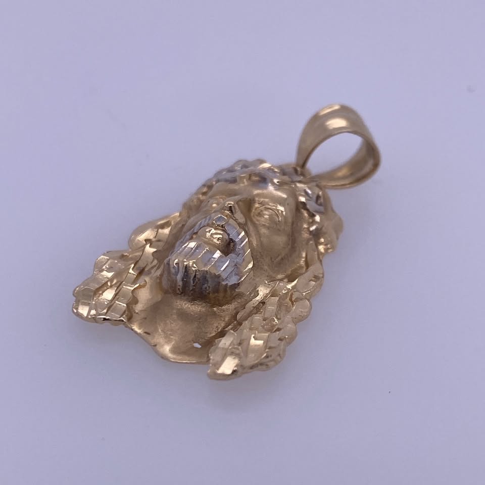 14k Yellow Gold Jesus Head Pendant