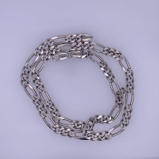 925 Sterling Silver Diamond Cut Figaro Necklace