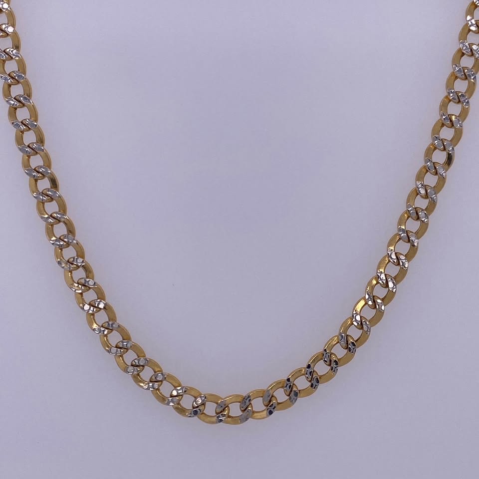 14k Yellow Gold Diamond Cut Curb Necklace
