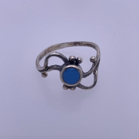 925 Sterling Silver Ring With Purple/Blue Plastic Stone
