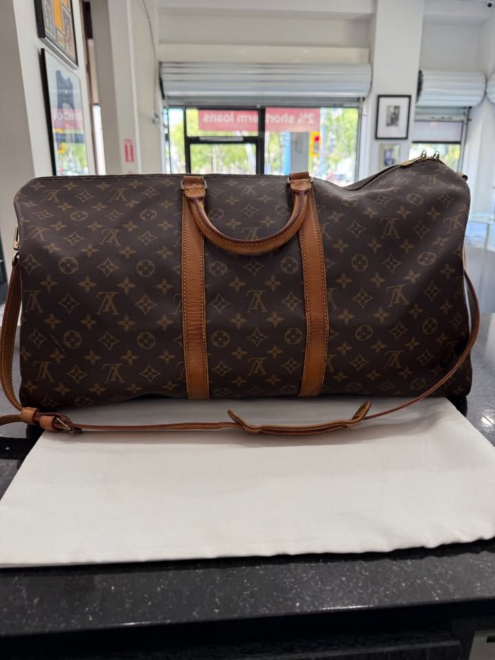Louis Vuitton Keepall Bandouliere 55 Monogram Canvas Brown Travel Bag