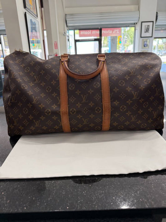 Louis Vuitton Keepall Bandouliere 55 Monogram Canvas Brown Travel Bag