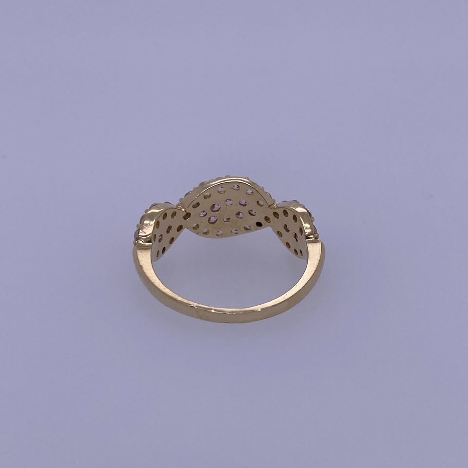 14K Yellow Gold Ring With Pink And Yellow CZ's