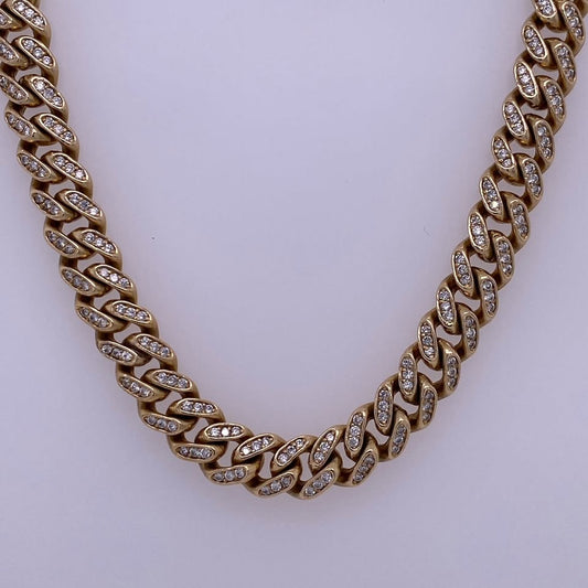 14k Yellow Gold Cuban Chain (Apx 13Karats Of Diamonds)