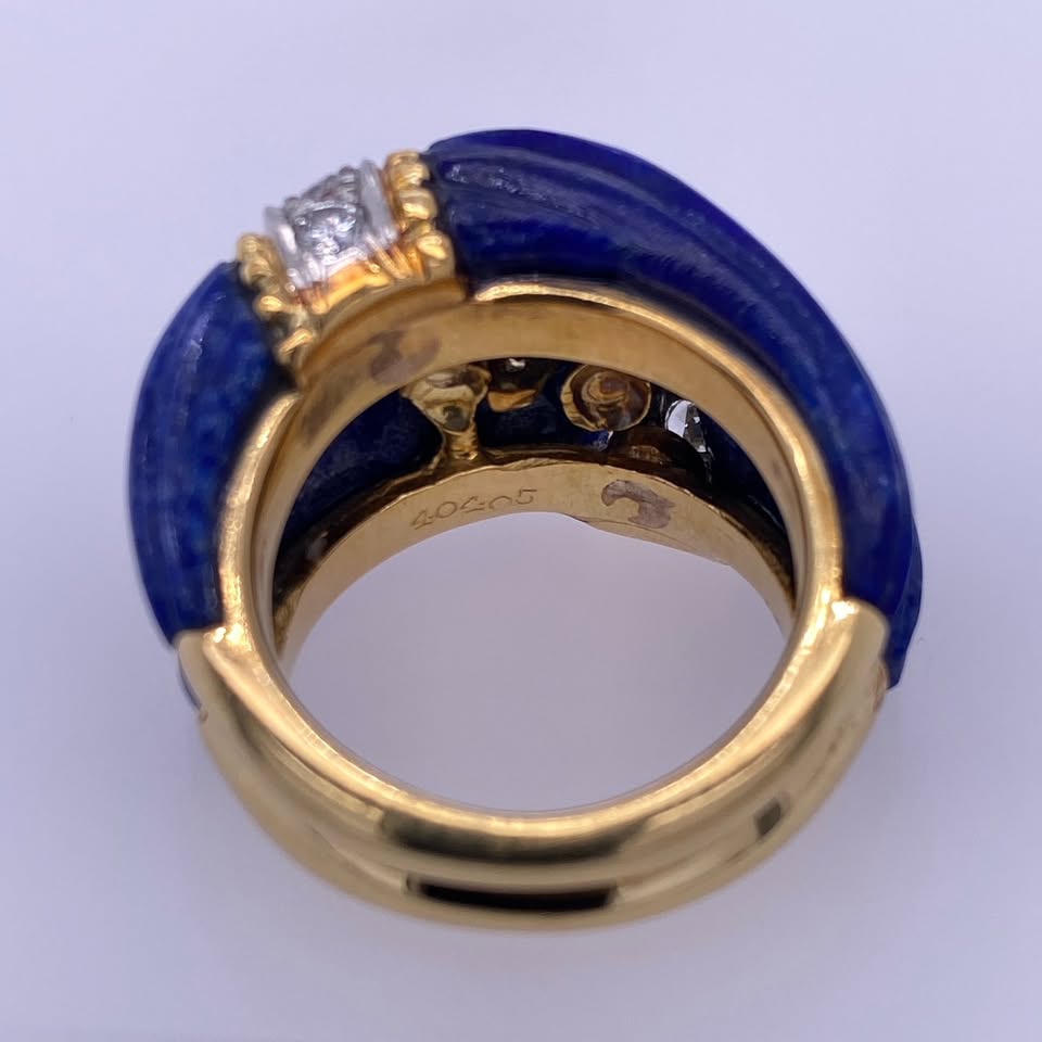 18k Yellow Gold Lapis Lazuli Diamond Ring